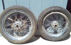 60-wh-651-60-bk-34r Akron 18 Inch X 3.5 Spoke Chrome Wheels Harley Touring Softail 86-99 Vintage Front Rear