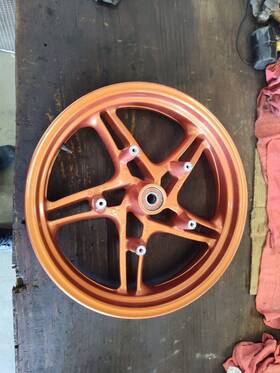 36317670783 Bmw 2002-2005 R1150r Rockster Cast Orange Back Front Wheel Rim And Tire - 3.50x17 Inch