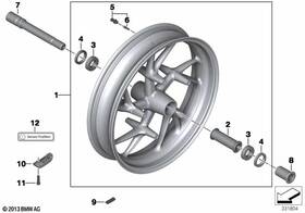 36318356984 Bmw Genuine Motorrad 3.50x17 Black Front Wheel With Tpm 2016-2025