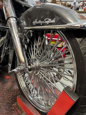 Dna 191639878050 Chrome Fat Spoke Motorcycle Rims 21ftft Front And 18ftft Rear With Shinko 777 Tires