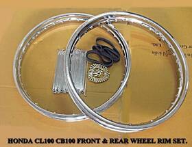 Hd-cb100-wrs-002-sa Eddie Moto Fit Honda Cb100 Cl100 Front 18 Inch / Rear Wheel Rim Set Steel Spoke 72 Pcs