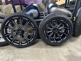 Ftd Customs 999888666555 Harley 08-17 Softail 200 Wide Contrast Black Wheel Mag 21 Inch 17 Front Rear Set