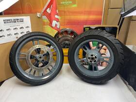 31322 Harley Davidson Oem 09-24 Touring Enforcer Wheels Rims 19 Inch Front And 16 Rear Grey