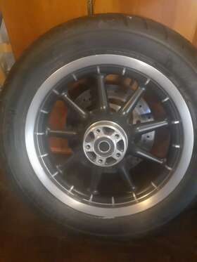40977 Harley Davidson Oem 16 Inch X3 Hd Touring Blk And Chrm 9 Spoke Frt Rear With Gd Tire Inc