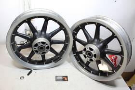 433493-00 Harley-davidson 02-07 Touring Oem 9 Spoke Wagon Wheel Black Rim Set Front And Rear