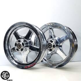 43771-07 Harley-davidson 2005 Softail Thunder Star Wheels Front Rear Chrome Hd39