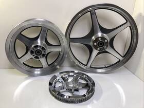 43773 Harley-davidson 00 Oem Softail Thunderstar Wheels And Chrome Pulley 21 Inch Front 16 Rear