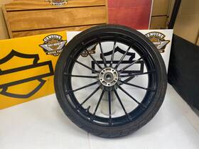 44027 Harley Davidson Oem 09-23 Touring 19x3.5 Inch Front Talon 15 Spoke Wheel And Tire Black