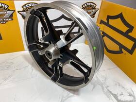 46093 Harley-davidson Oem 09-24 Touring Enforcer Wheel Rim 19 Inch Front Black And Polished