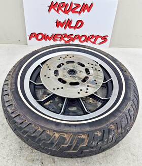 4622 Harley-davidson 1994 Flh Electra Glide 10 Spoke Mag Front Wheel Rim Tire Brake Rotor