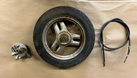 44650-gm8-305za Honda 1987 Se50pa Elite 50 Oem Front Wheel Tire Rim Axle Cable Brake Assy