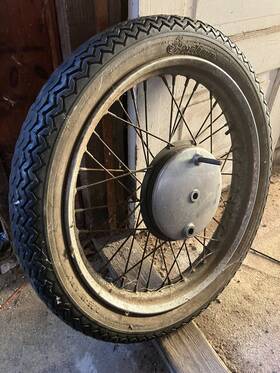 1111102 Indian 1949 Arrow Scout Warrior Front Wheel Tire Original Vertical Rim Hub