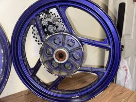 K-1211 Kawasaki 88-07 Ex250r Ex 250 Ninja Rear Back Wheel Rim Mag Oem 2.50x16 Purple