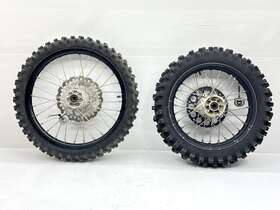 Kw85 Kawasaki 2015 Kx85 Wheel Set Tire Rim Spacer Rotor Black Hub 21 Inch Front 19 Rear