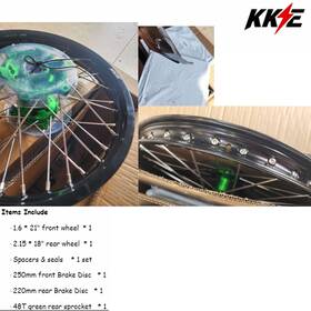 E05n5100-kx125-no24 Kke Used 1.6 21/2.15 18 Dirt Bike Wheels For Kawasaki Kx125 Kx250 1993-2002