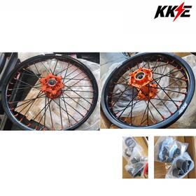 E06n6161-no51-00y-v6 Kke 21/18 Cnc Dirt Bike Wheels For 2000-2002 Ktm Mxc Exc 125-520 Black Spokes