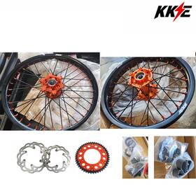 E06n6161-no51-d-00y-v6 Kke 21/18 Cnc Dirt Bike Wheels For 2000-2002 Ktm Mxc Exc 125-520cc Black Spokes