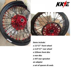 X13n3131-f320-v6 Kke 3.5 17/4.25 17 Supermoto Wheels For 2014-2025 Honda Crf250r Crf450r 2013-25