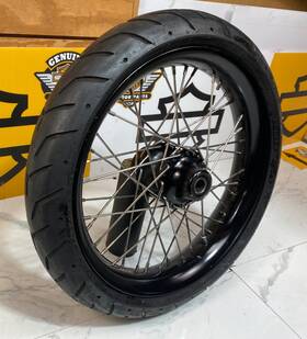 46678 Not Sure Harley 00-24 Softail Front Wheel 19x3.5 Laced 40 Spoke Rim Black