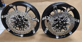 Performance Machine 2300147 Harley Front Rear Slim Fat Boy Wheels 16 Inch X 3 Pulley Rotor