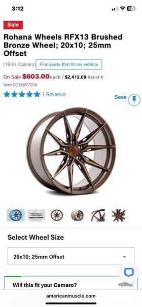 Rohana Ch17645 Rfx 13 Brushed Bronze Wheels And Tires 20 Inch