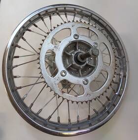 64110-08g01 Suzuki 2003 Drz 125 L Oem Rear 16 Inch Wheel Rim Brake Panel Axle Sprocket