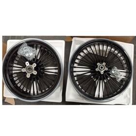 3642-1-bla-ca424ssd Tarazon 21x2.15 16x3.5 Fat Spoke Wheels For Harley Dyna Street Bob Fxdb Wide Glide Fxdwg