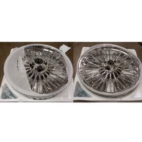 3672-1-chr-ca Tarazon 18x3.5 16x3.5 Fat Spoke Wheels For Harley Heritage Softail Classic Flstc Used