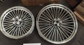 C3622-1-chr-ca85 Tarazon 21x3.5 16x3.5 Fat Spoke Wheels For Harley Heritage Softail Classic Deluxe Used
