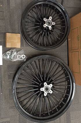 C3622-2-bla-ca330 Tarazon 21x3.5 16x3.5 Fat Spoke Wheels For Harley Touring Electra Glide Classic Flhtc