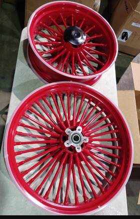 Hd-frw-c3621-red-ca Tarazon 21x3.5 18x5.5 Fat Spoke Wheels Rims Set Red For Harley Softail Fatboy Flstf Fxst