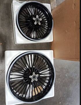 Hd-frw-c3622-2-bla-faybuy219 Tarazon 21x3.5 16x3.5 Fat Spoke Wheels For Harley Touring Electra Glide Road King Used