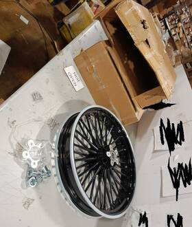 Hd-frw-c3623-2-bla-ca Tarazon 21 And 18 Fat Spoke Wheels For Harley Touring Road King Electra Glide Used