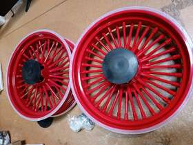 Hd-frw-c3632-red-1218 Tarazon 16x3.5 Fat Spoke Wheels Rims Set For Harley Heritage Softail Fatboy Deluxe Flstn