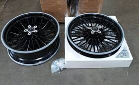 Hd-frw-c3634-bla-1216 Tarazon Fat Spoke Wheels Rim Set 16x3.5 16x5.5 For Harley Softail Fatboy Flstf 2008-2017