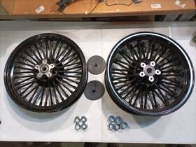 Hd-frw-c3634-bla-1218 Tarazon Fat Spoke Wheels Rims 16x3.5 16x5.5 For Harley Dyna Bob Fxdf Street Fxdb