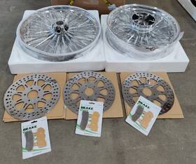 Hd-frw-c3656-chr Tarazon 21x3.5 18x5.5 Fat Spoke Wheels Rotors Pads For Harley Road Glide Ultra 2009-2023