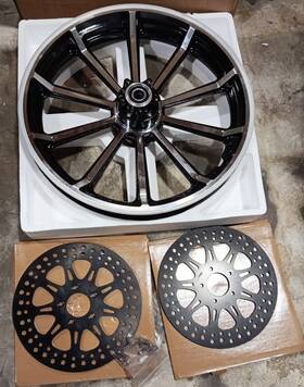 Hd-fw-c1001-006-bla Tarazon 1526b2 21x3.5 Front Wheel Rim Hub And Rotors For Harley Touring Street Glide Flhx 09-23