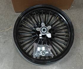 Hd-fw-c363-1-bla-ca58 Tarazon 16x3.5 Fat Spoke Front Wheel For Harley Dyna Bob Fxdf Softail Fatboy Flstf