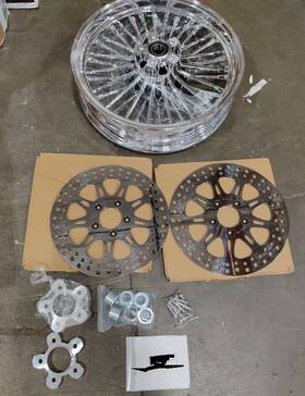Hd-fw-c363-2-1502pol2-chr-fb Tarazon 16x3.5 Fat Spoke Front Wheel And Rotors For Harley Touring Road Glide King 00-07