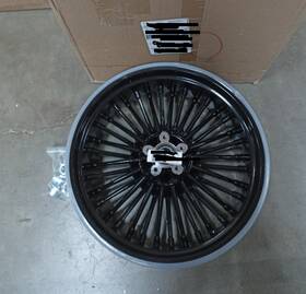 Hd-rw-c368-bla-sky Tarazon 17x6 Fat Spoke Rear Wheel Rim For Harley Dyna Bob Fxdf Softail Fatboy Flstf