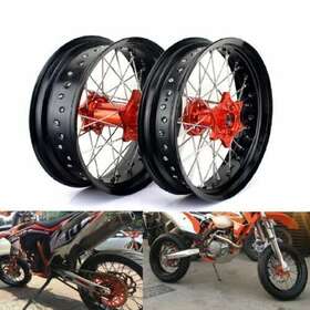 Ktws350500-orabla-eby-823 Tarazon Supermoto 17 Inch Wheel Set For Husqvarna Fe Tc Fx Xcw Sx Xcg Exc-f Sxf Exc Xc-f Sxs