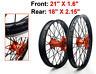Tmws2118-blaora-mps-0519-1 Motopartsupplier Complete Wheel Set Orange Hub Rim Sx Sxf Exc