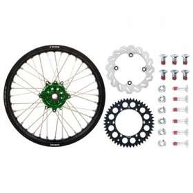 1931330179 Tusk Impact Complete Rear Wheel Package 18 X 2.15 Black Rim/silver Spoke/green