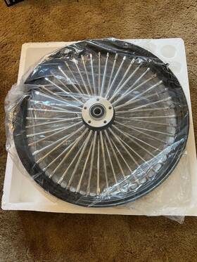 37-563 Ultima Black Chrome 48 King Spoke 21 Inch X 2.15 Single Disc Wheel Harley Narrow Glide