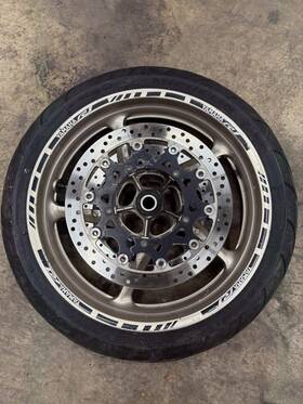 Yamaha 267543734313 2007-2008 Yzf R1 Front Wheel Tire With Rotors Straight Rim Gold