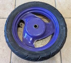 3yj-25390-02-p3 Yamaha 3yj-25180-00-p2 1996 Jog Cy50 Rear Wheel And Rim Deep Purple Oem
