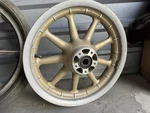 2003 Harley Davidson 100TH Anniversary Gold 16X3 Front 9 Spokes Wheel. Fixed Price $99.00.