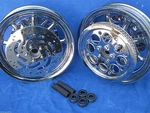 Harley Davidson Chrome Wagon Wheels (9 Spoke Original Nos 16X3) Rotors Bearings. Fixed Price $1899.99.
