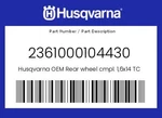 Husqvarna Genuine Rear Wheel Cmpl. 1,6X14 TC85 - 2361000104430. Fixed Price $720.78.